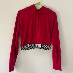Red Hollister Cropped Hoodie Sz‎ S
